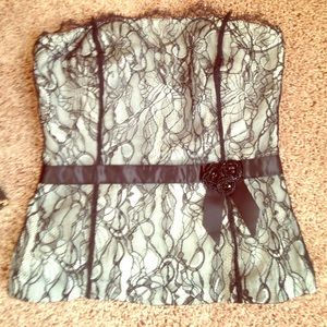 THRDUP? - Ann Taylor 💕 Black and White Lace Top